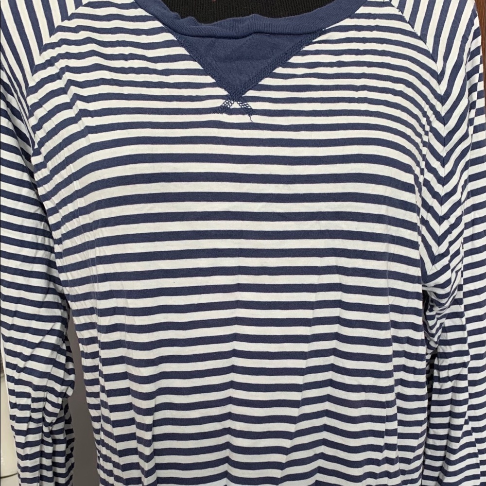 J Crew 100% Cotton Navy/White Striped Long Sleeve
